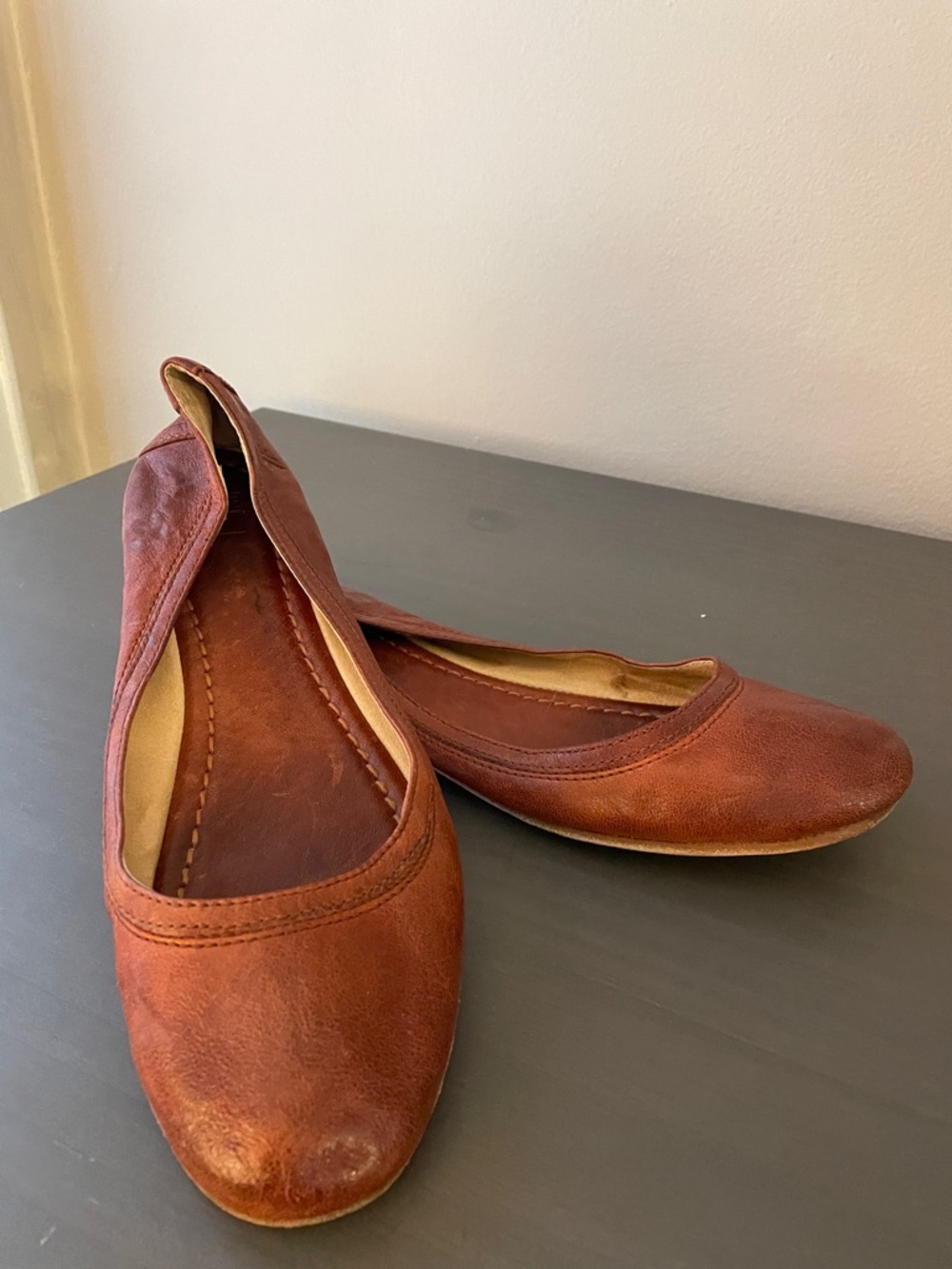 Frye Women's Cognac Leather Ballet Flats